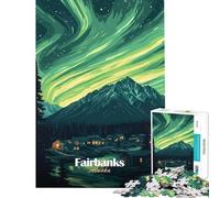 Puzzle per adulti da 1000 pezzi Fairbanks Alaska Aurora Boreale Gioco rilassante educativo sfida giocattolo regalo di compleanno decorazione da parete (dimensioni 38x52cm)