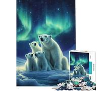 Puzzle per adulti da 1000 pezzi Famiglia di orsi polari sotto l'aurora boreale Gioco stimolante e rilassante ideale per attività in famiglia e come regalo di compleanno (dimensioni 38x26cm)