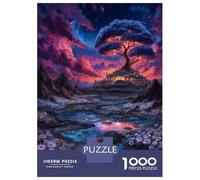 Puzzle Per Adulti Da 1000 Pezzi Fantasy Landscape with Tree And Castle Puzzle Per Adolescenti Giochi Per Famiglie Assemblaggio Di Modelli Attività Divertenti A Casa 52x38cm/1000pcs