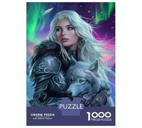 Puzzle Per Adulti Da 1000 Pezzi Fantasy Warrior Woman with Wolf Puzzle Per Adulti Giochi Rilassanti Per Divertimento in Famiglia Difficile E Stimolante 52x38cm/1000pcs
