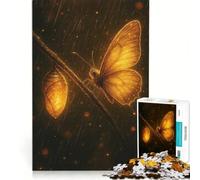 Puzzle per adulti da 1000 pezzi: Farfalla dorata e crisalide sotto la pioggia, gioco fai-da-te, divertente antistress, con poster e foglio di curiosità abbinati 38x26cm