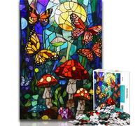 Puzzle per adulti da 1000 pezzi, farfalla in vetro colorato, gioco per famiglie, antistress, sfida difficile, migliora l'amore tra coppie (75x50cm)