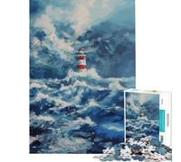 Puzzle per adulti da 1000 pezzi Faro nella tempesta Giocattoli educativi rompicapo ideale per le vacanze a casa per passare il tempo regalo di compleanno (dimensioni 38x52cm)