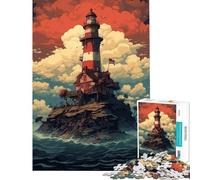 Puzzle per adulti da 1000 pezzi Faro nella tempesta Giocattoli Giochi educativi Gioco educativo Corsa di velocità manuale Regali per donne e uomini (Dimensioni 38x52cm)