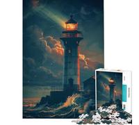 Puzzle per adulti da 1000 pezzi "Faro nella tempesta" - Gioco di logica e analisi difficile e stimolante ideale per decorare le pareti Adatto a partire dai 14 anni (38x52cm)