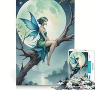 Puzzle per adulti da 1000 pezzi, fata con ali blu e verdi, gioco rilassante, difficile, lista dei desideri con Babbo Natale 38x26cm