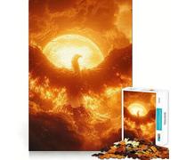 Puzzle per adulti da 1000 pezzi "Fenice Ardente - Fuoco Solare" - Taglio Preciso - Gioco Divertente che Stimola la Mente - Tempo Libero - Attività per Compleanno (38x26cm)