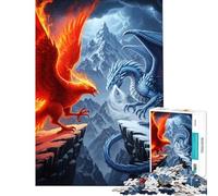 Puzzle per adulti da 1000 pezzi Fenice contro Drago Cime delle Montagne Sfida educativa per il divertimento in famiglia Giocattolo decorativo da parete Adatto a persone dai 14 anni in su (38x52cm)