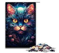 Puzzle per adulti da 1000 pezzi fiabe colorati psichedelici al chiaro di luna con gatto regalo di compleanno per ragazzi dai 14 anni in su 75x50 cm.