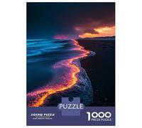 Puzzle Per Adulti Da 1000 Pezzi Fiery Waves on Black Sand Beach Puzzle Per Adolescenti Giochi Per Famiglie Assemblaggio Di Modelli Attività Divertenti A Casa 70x50cm/1000pcs
