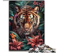 Puzzle per adulti da 1000 pezzi, fiori e tigri, giocattoli da gioco, ogni pezzo è unico, gioco divertente e stimolante per tutta la famiglia, dai 14 anni in su (dimensioni 26x38cm)