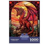 Puzzle Per Adulti Da 1000 Pezzi Fire Dragon Stained Glass Puzzle Giochi Rilassanti Difficile Impegnativo Da Completare 70x50cm/1000pcs