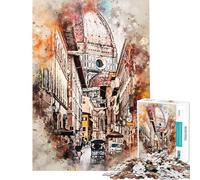 Puzzle per adulti da 1000 pezzi Firenze ad acquerello puzzle per ragazzi giocattolo antistress taglio di precisione regalo per amici e familiari (dimensioni 50x75cm)