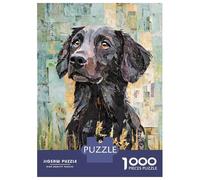 Puzzle Per Adulti Da 1000 Pezzi Flat-Coated Retriever Paper Collage Puzzle Per Adulti Gioco Rompicapo Vacanza A Casa Passatempo Interazione Genitore-figlio 52x38cm/1000pcs
