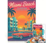 Puzzle per adulti da 1000 pezzi Florida Vintage Poster | Staycation Uccidere il tempo Sfida da completare è ideale come regalo 75x50cm