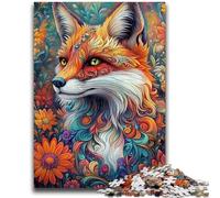Puzzle per adulti da 1000 pezzi Flower Fox, impegnativo da completare ma divertente e umoristico, con poster abbinato e foglio di quiz 26x38cm