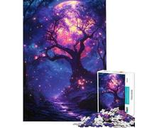 Puzzle per adulti da 1000 pezzi foresta al neon illuminata dalla luna sfida educativa per divertimento in famiglia giocattolo decorativo da parete adatto a persone dai 14 anni in su (38x26cm)
