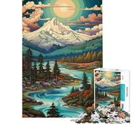 Puzzle per adulti da 1000 pezzi Foresta delle Cascate Montagna Difficile e impegnativo Giocattolo difficile Decorazione da parete per ragazzi dai 14 anni in su (38x52cm)