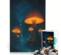 Puzzle per adulti da 1000 pezzi "Foresta incantata di funghi di notte", gioco impossibile, rilassante e stimolante per la mente, ideale come decorazione da scrivania 38x52cm
