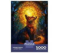 Puzzle Per Adulti Da 1000 Pezzi Fox And Butterflies Stained Glass Art Puzzle Per Adolescenti Giochi Per Famiglie Assemblaggio Di Modelli Attività Divertenti A Casa 52x38cm/1000pcs