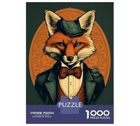 Puzzle Per Adulti Da 1000 Pezzi Fox Gentleman Animal Art Puzzle Per Adulti Gioco Pratico Sfida Difficile Aiuta Ad Allenare Il Cervello 38x26cm/1000pcs