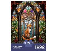 Puzzle Per Adulti Da 1000 Pezzi Fox Stained Glass Puzzle Per Adulti Gioco Rompicapo Un'opera D'arte Attività Divertenti A Casa 52x38cm/1000pcs