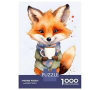 Puzzle Per Adulti Da 1000 Pezzi Fox with Coffee (2) Puzzle Giochi Rilassanti Sfida Difficile Regali Unici Per Compleanno E Natale 70x50cm/1000pcs