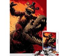 Puzzle per adulti da 1000 pezzi: Freddy Fazbear a cavallo di un dinosauro gioco impossibile sfida difficile giocattolo educativo per migliorare l'amore tra le coppie (50x75cm)