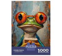 Puzzle Per Adulti Da 1000 Pezzi Frog with Glasses Wall Art Print Puzzle Giochi Rilassanti Sfida Difficile Riduzione Dello Stress Regali 70x50cm/1000pcs