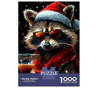 Puzzle Per Adulti Da 1000 Pezzi Funny Raccoon Christmas Puzzle Per Adulti Giochi Rilassanti Difficili Ottimo Regalo Per I Giocatori 38x26cm/1000pcs