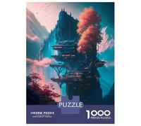 Puzzle Per Adulti Da 1000 Pezzi Futuristic Sakura Temple Puzzle Per Adulti Gioco Pratico Assemblaggio Del Modello Difficile Da Completare 70x50cm/1000pcs