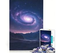 Puzzle per adulti da 1000 pezzi: Galassia a spirale sopra le montagne gioco rilassante difficoltà elevata con poster abbinato e foglio di curiosità 50x75cm