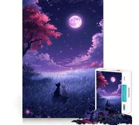 Puzzle per adulti da 1000 pezzi "Gatti al chiaro di luna",taglio preciso,divertente,gioco di problem solving,svago,divertimento,decorazione per compleanno,regalo (38x52cm)