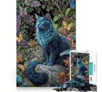 Puzzle per adulti da 1000 pezzi Gatti e farfalle in un giardino fiorito,gioco di abilità mentale e artistico,ideale per momenti di relax e compleanni (50x75cm)
