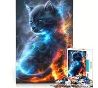 Puzzle per adulti da 1000 pezzi "Gattino di fuoco e ghiaccio", gioco pratico, divertente e spiritoso, ideale come idea regalo con Babbo Natale 38x26cm