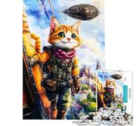 Puzzle per adulti da 1000 pezzi gatto avventuriero steampunk puzzle da 1000 pezzi giocattolo decorativo per la casa regalo di compleanno e regali unici (38x26cm)