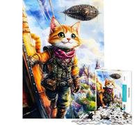 Puzzle per adulti da 1000 pezzi gatto avventuriero steampunk puzzle da 1000 pezzi giocattolo decorativo per la casa regalo perfetto per amici e familiari (38x52cm)