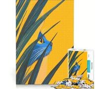 Puzzle per adulti da 1000 pezzi, gatto blu nell'erba alta, gioco divertente, antistress, con pezzi a incastro di forma casuale 38x52cm