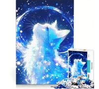 Puzzle per adulti da 1000 pezzi: Gatto celeste che guarda la luna, gioco interattivo, rilassante e stimolante per la mente, ideale come decorazione da scrivania 50x75cm