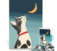 Puzzle per adulti da 1000 pezzi: Gatto che guarda la luna, gioco pratico, analisi e logica, regalo per amici e familiari 38x26cm