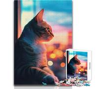Puzzle per adulti da 1000 pezzi Gatto che guarda l'alba Passatempo tranquillo e appagante Giocattolo con taglio di precisione e incastro perfetto Dimensioni 38x26cm