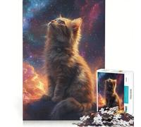Puzzle per adulti da 1000 pezzi: Gatto che guarda le stelle, gioco interattivo, rilassante e stimolante per la mente, ideale come decorazione da scrivania 50x75cm