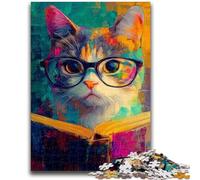 Puzzle per adulti da 1000 pezzi, gatto che legge un libro, puzzle da 1000 pezzi, antistress, per trascorrere il tempo libero, interazione genitore-figlio, 38x26cm