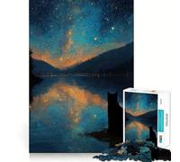 Puzzle per adulti da 1000 pezzi Gatto che osserva un lago stellato,disegno dai bordi precisi,gioco stimolante per la mente,gioco tranquillo,ideale per compleanni (38x26cm)