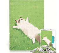 Puzzle per adulti da 1000 pezzi: gatto che si rilassa nell'erba, antistress, difficile e stimolante, gioco dal design accattivante 50x75cm