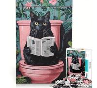Puzzle per adulti da 1000 pezzi "Gatto che va in bagno", gioco rilassante, impegnativo da completare, da aggiungere alla lista dei desideri con Babbo Natale 50x75cm