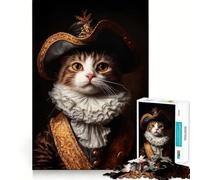 Puzzle per adulti da 1000 pezzi Gatto con cappello a tre punte Gioco divertente e stimolante per la concentrazione,ideale per momenti di svago e come regalo di compleanno (38x52cm)