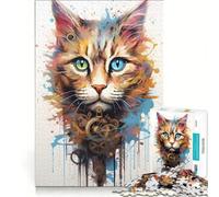 Puzzle per adulti da 1000 pezzi, gatto cyborg, gioco pratico, rilassante e stimolante per la mente, regalo di compleanno, regalo di viaggio 38x26cm