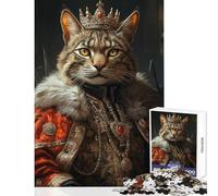 Puzzle per adulti da 1000 pezzi Gatto della Savana Re dei Gatti Gioco educativo Un'opera d'arte Decorazione per la casa Giocattolo Allena la tua mente e le tue mani (50x75cm)