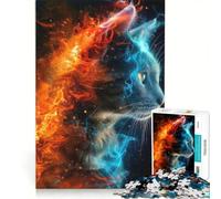 Puzzle per adulti da 1000 pezzi "Gatto di fuoco e ghiaccio", gioco educativo, decorazione per la casa, per rafforzare l'amore tra le coppie 50x75cm